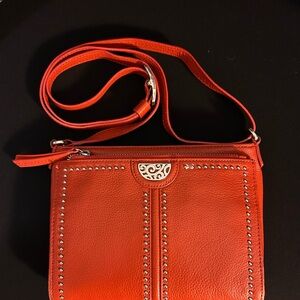 Brighton Vibrant Orange Crossbody Bag with Silver Accents